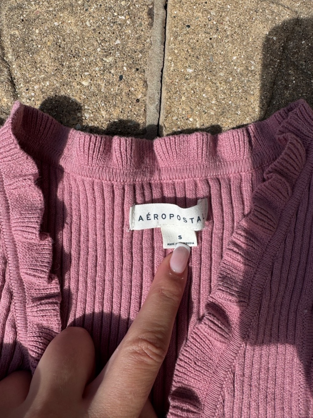 Aeropostale Dusty Rose Ribbed Ruffle Button-Up Tank - Picture 2 of 4